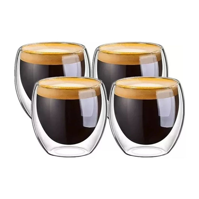 Set 4 Vasos Doble Pared De 250ml Para Cafe Bebidas Cocina. Mantén tus bebidas calientes y tus manos frescas. ¡Compra ahora y disfruta de tu café!-1-1-1