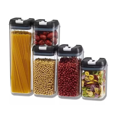 Set 5 Contenedores Tapas Herméticas Para Alimentos Multiuso. Mantén tus alimentos frescos y organizados. ¡Compra ahora y optimiza tu cocina!-1