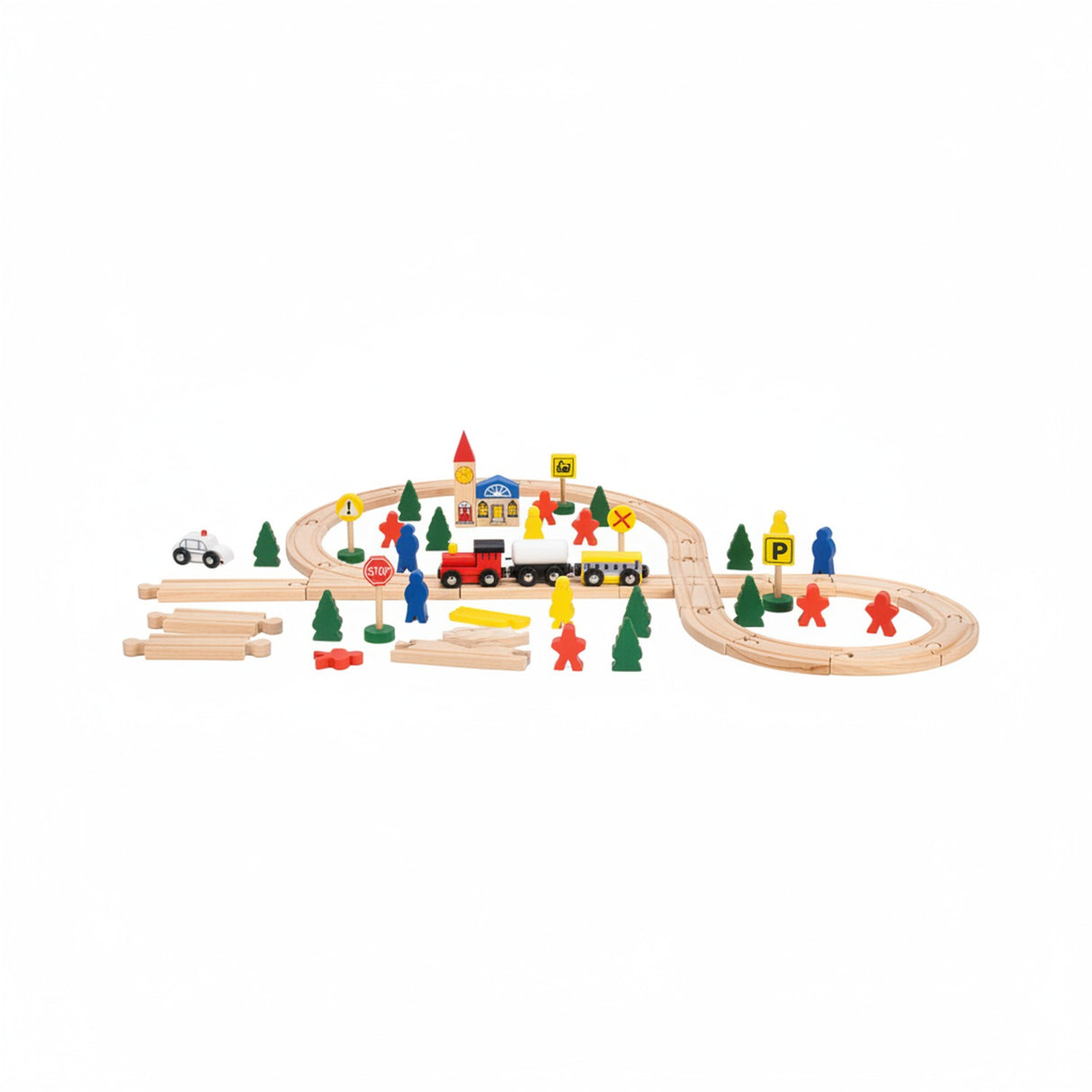 Set Circuito Tren Madera 48 Piezas Armable Rieles