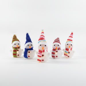 Set 6 Muñecos Nieve Navidad Luz LED 15cm Decoración