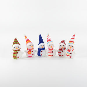 Set 6 Muñecos Nieve Navidad Luz LED 15cm Decoración