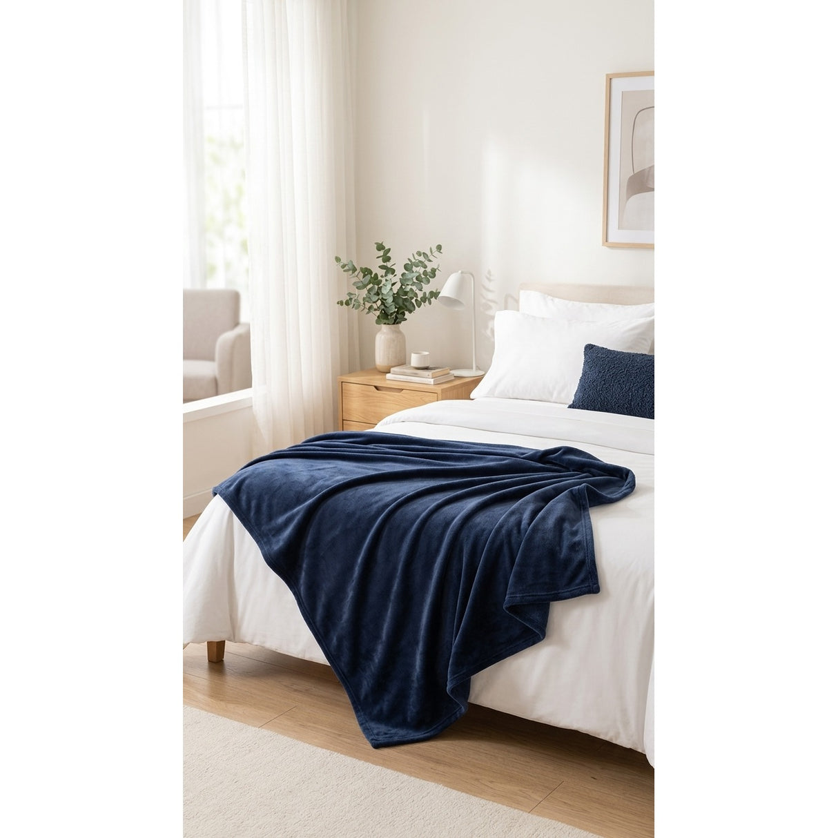 Manta Flannel Lisa Azul Oscuro Martiné 127cm x 152 cm
