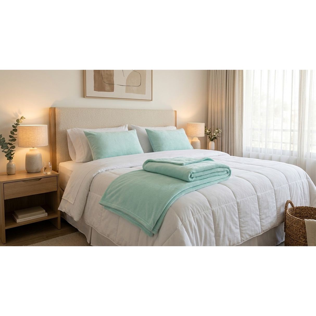 Manta Flannel Lisa Menta Martiné 127cm x 152 cm 300gr