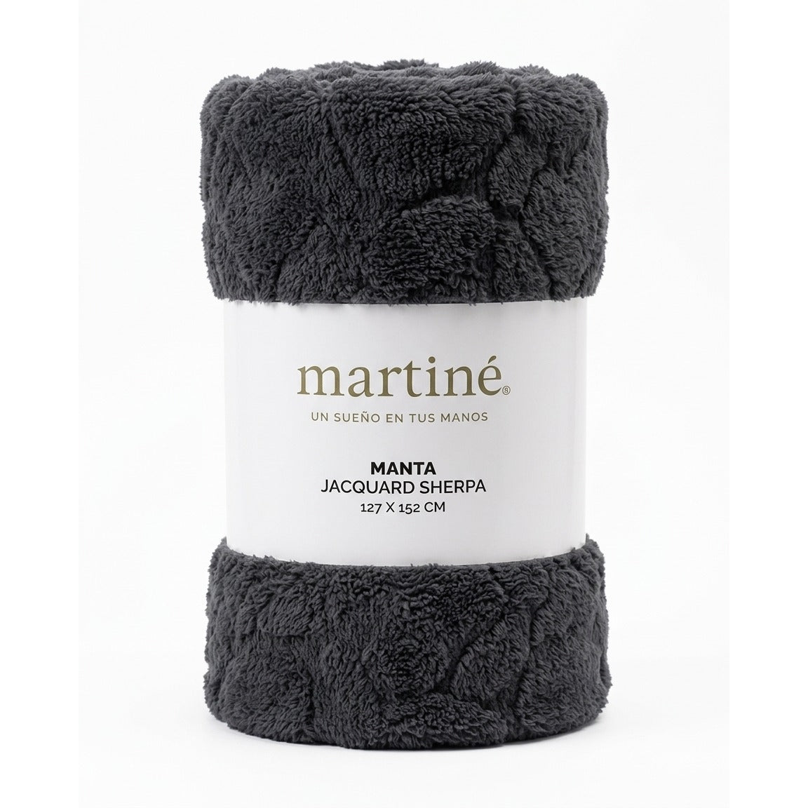 Manta Sherpa Jacquard Martiné Gris 127x152cm