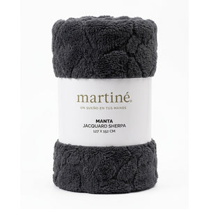 Manta Sherpa Jacquard Martiné Gris 127x152cm