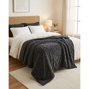 Manta Sherpa Jacquard Martiné Gris 127x152cm