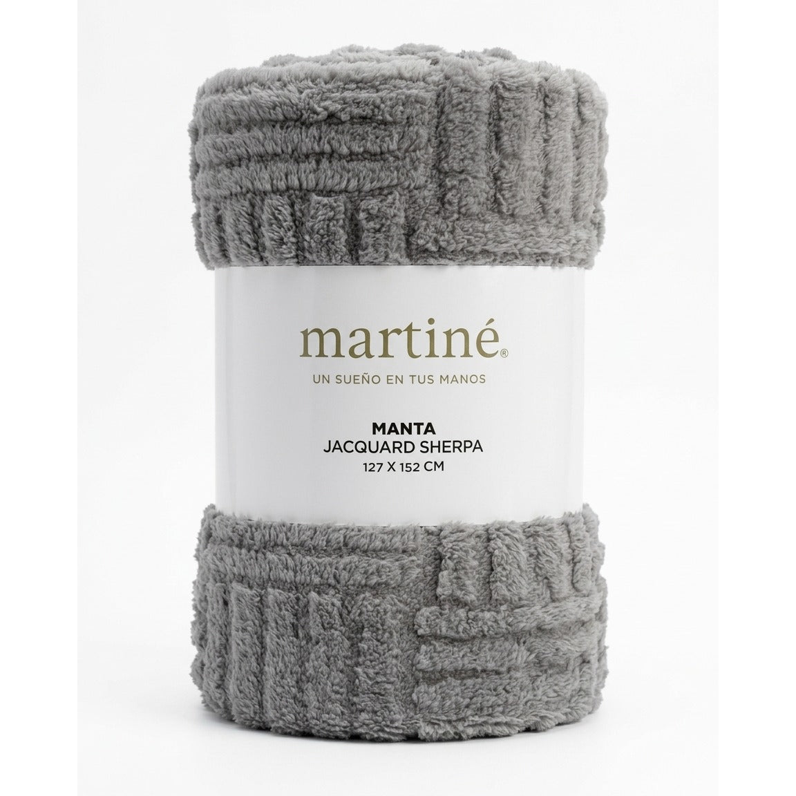 Manta Frazada Polar Jacquard Sherpa Martine Gris 127x152cm