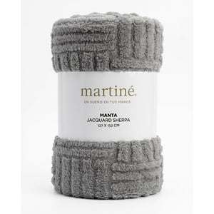 Manta Frazada Polar Jacquard Sherpa Martine Gris 127x152cm