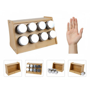 Especiero Organizador Bambú 8 Frascos Condime