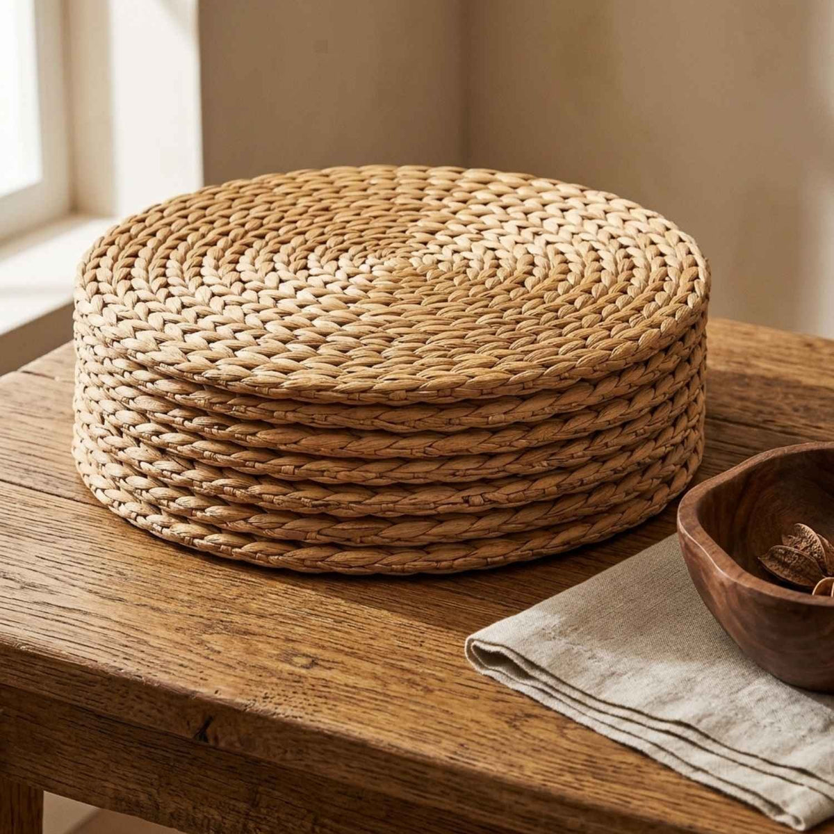 Set 6 Individuales Rattan Natural Redondos 30cm