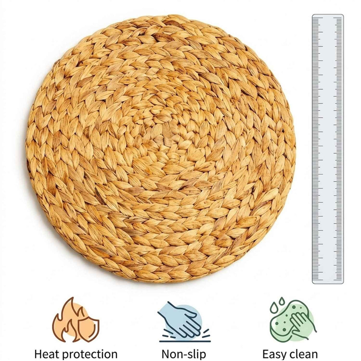 Set 6 Individuales Rattan Natural Redondos 30cm