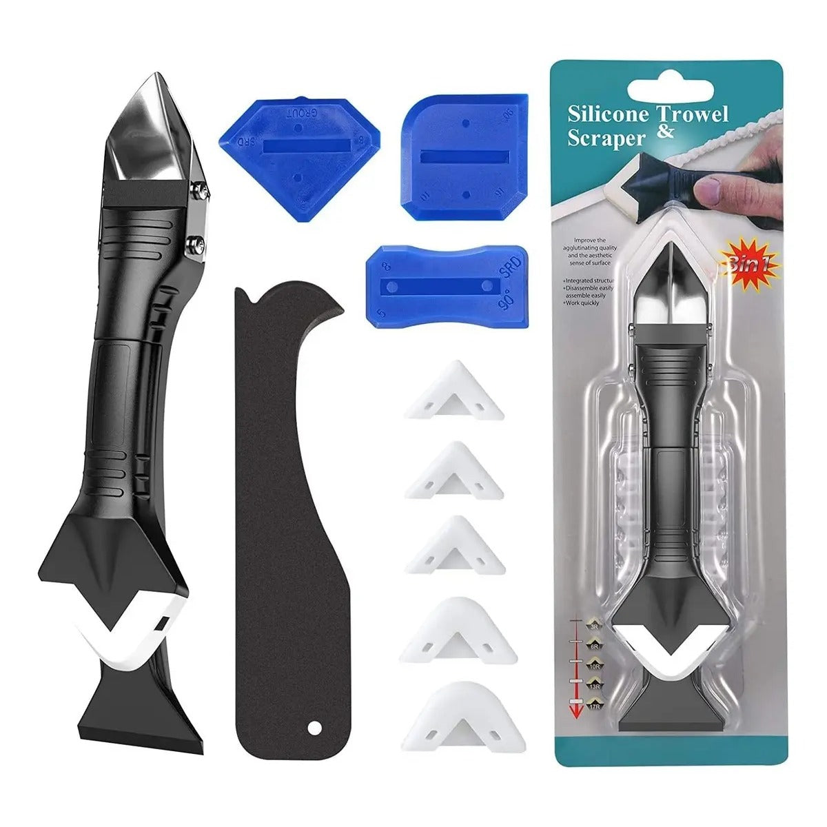Kit Raspador Silicona 3 en 1 Removedor Sellador Silicona