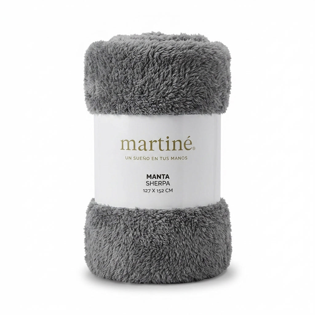 Manta Frazada Polar Sherpa Martine Gris Suave 127x152cm | Disparo.cl