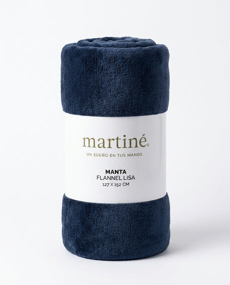 Manta Flannel Lisa Azul Oscuro Martiné 127cm x 152 cm | Disparo.cl