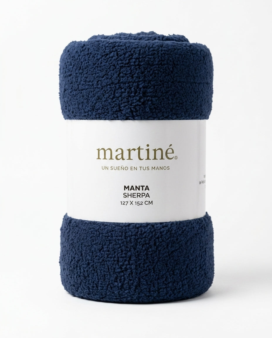 Manta Frazada Polar Sherpa Martine Azul 127x152cm | Disparo.cl