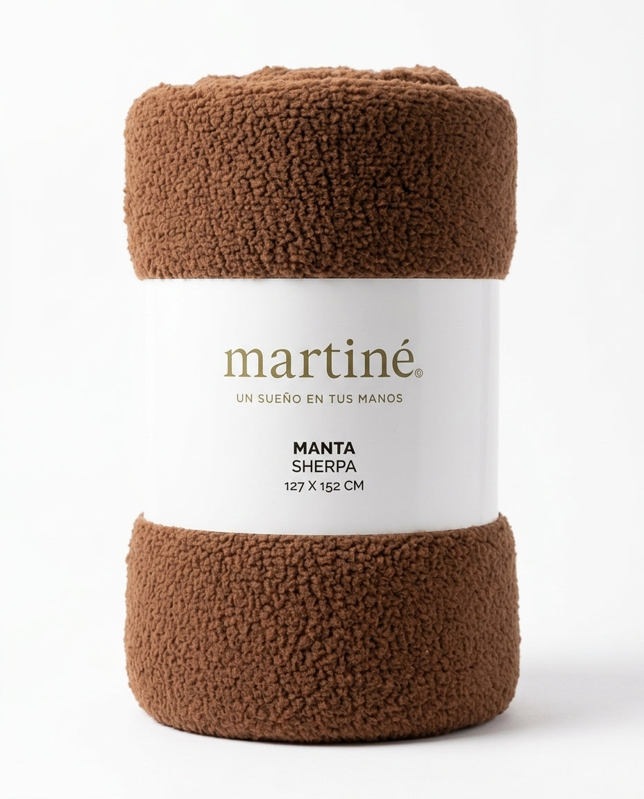 Manta Polar Sherpa Martine 127x152 Cm Cafe Suave | Disparo.cl
