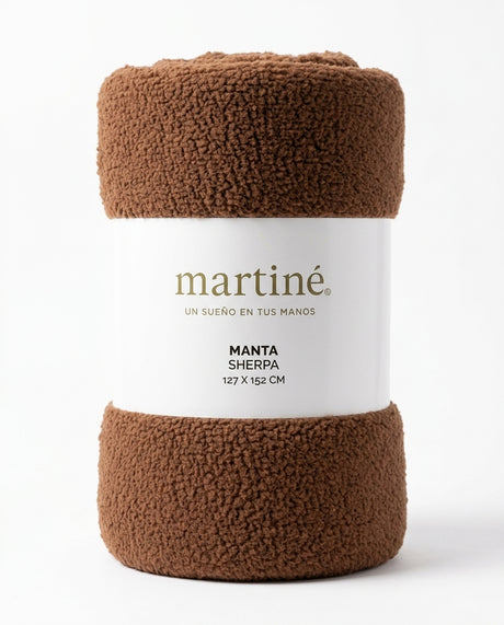 Manta Polar Sherpa Martine 127x152 Cm Cafe Suave | Disparo.cl
