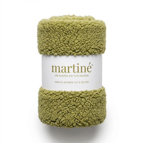 Manta Frazada Polar Sherpa Martine Verde Oliva 127x152cm | Disparo.cl