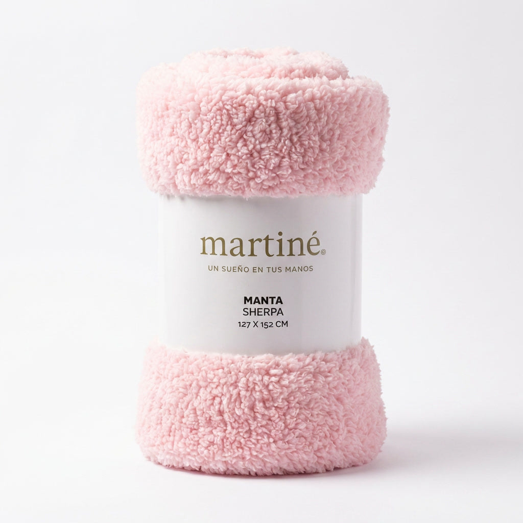 Manta Polar Sherpa Martine Rosado 127x152cm | Disparo.cl