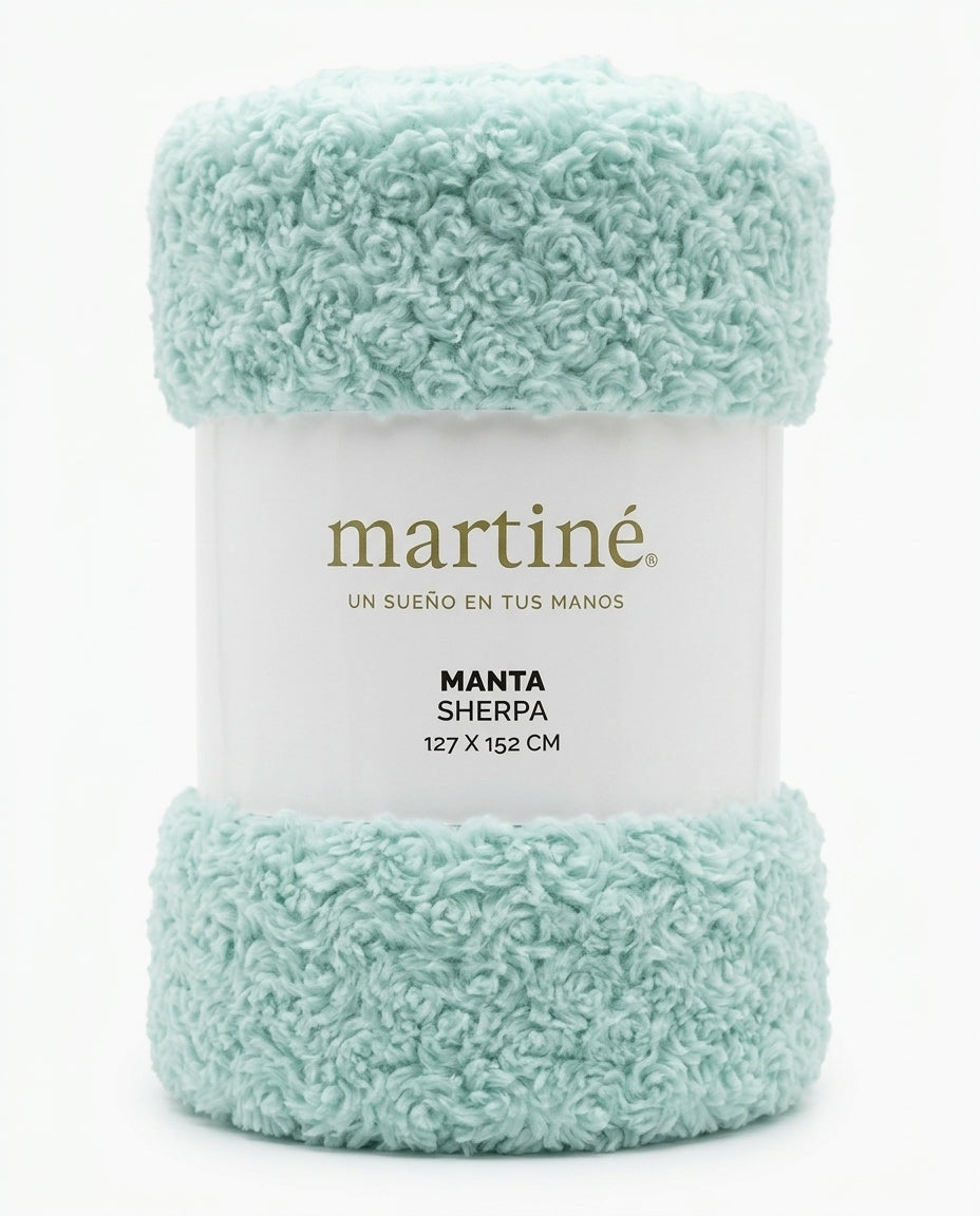 Manta Frazada Polar Sherpa Martine Menta 127x152cm | Disparo.cl
