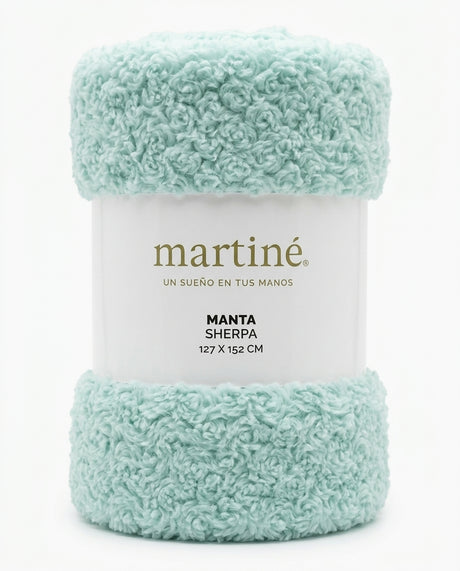 Manta Frazada Polar Sherpa Martine Menta 127x152cm | Disparo.cl