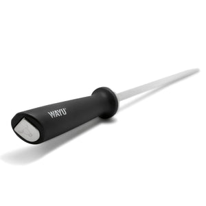 Espada Afiladora de Acero 25cm Wayu de cerca | Disparo.cl