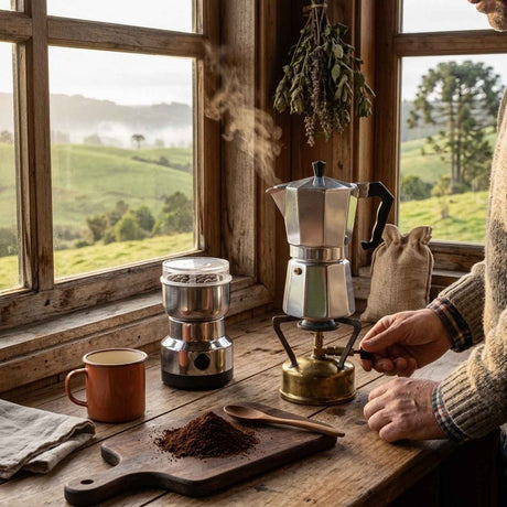 Moledor Eléctrico De Café + Cafetera Italiana Greca 9 Tazas