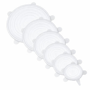 Set 6 Tapas De Silicona Plastico Adaptable Para Alimentos