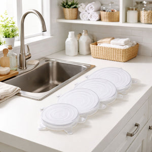 Set 6 Tapas De Silicona Plastico Adaptable Para Alimentos