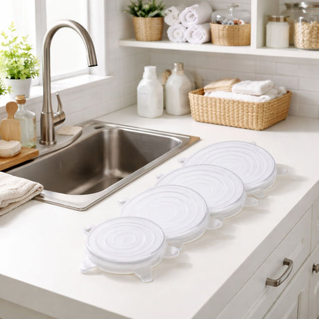 Set 6 Tapas De Silicona Plastico Adaptable Para Alimentos