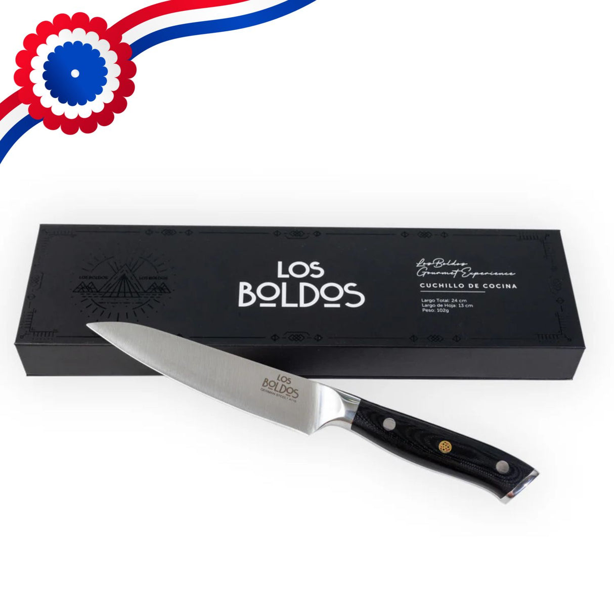 Cuchillo Cocina Los Boldos Acero Alemán Damasco 24cm