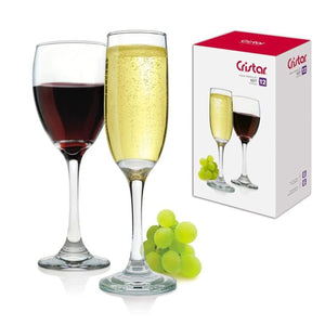 Set 12 Copas Vino Tinto Champagne Versalles Vidrio Cristar