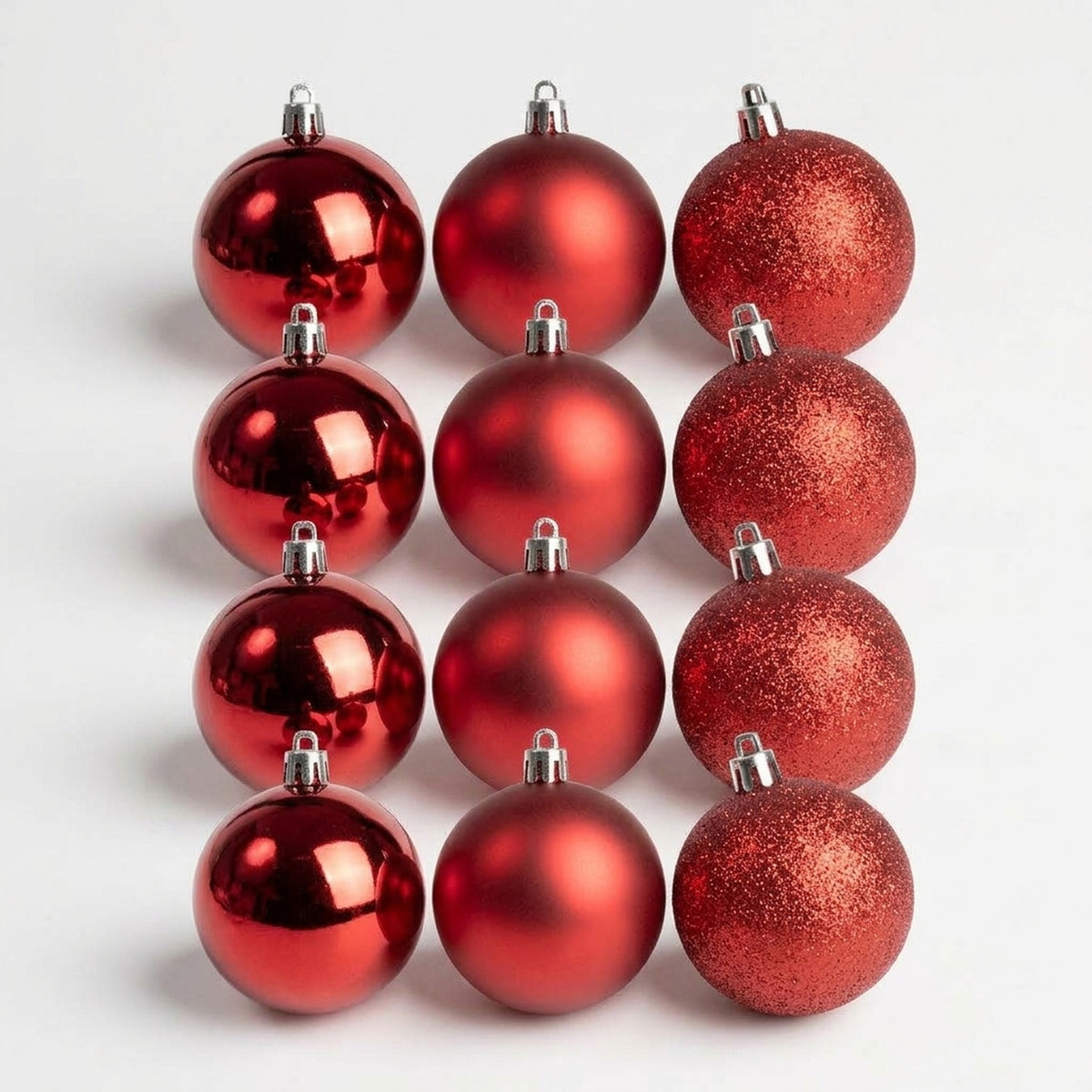 Set 12 Esferas Navidad 4cm Rojas Plástico Decoración Árbol