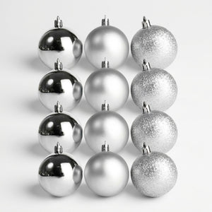 Set de 12 Esferas 4cm Plateadas Decoracion Navidad