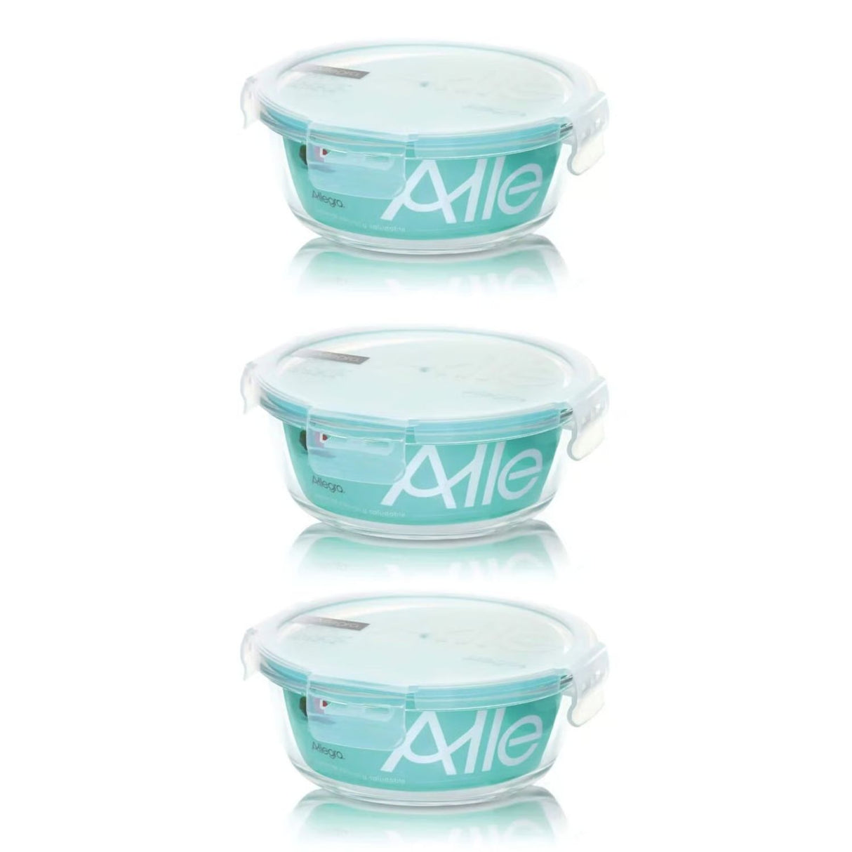 Pack 3 Contenedores Hermetico Vidrio Redondo 370mL Allegra