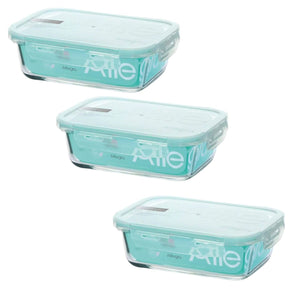 Pack 3 Contenedores Hermetico Vidrio Rectangular 420mL Allegra