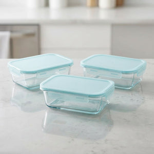 Pack 3 Contenedores Hermetico Vidrio Rectangular 1000mL Allegra