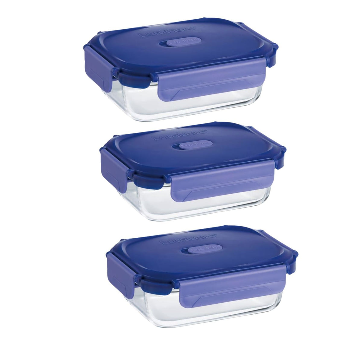 Pack 3 Contenedores Vidrio Hermético Rectangular 1040mL Luminarc