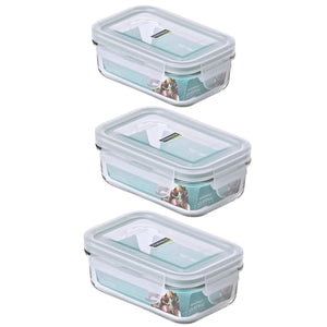 Pack 3 Contenedores Vidrio Hermetico Rect 715mL Glasslock