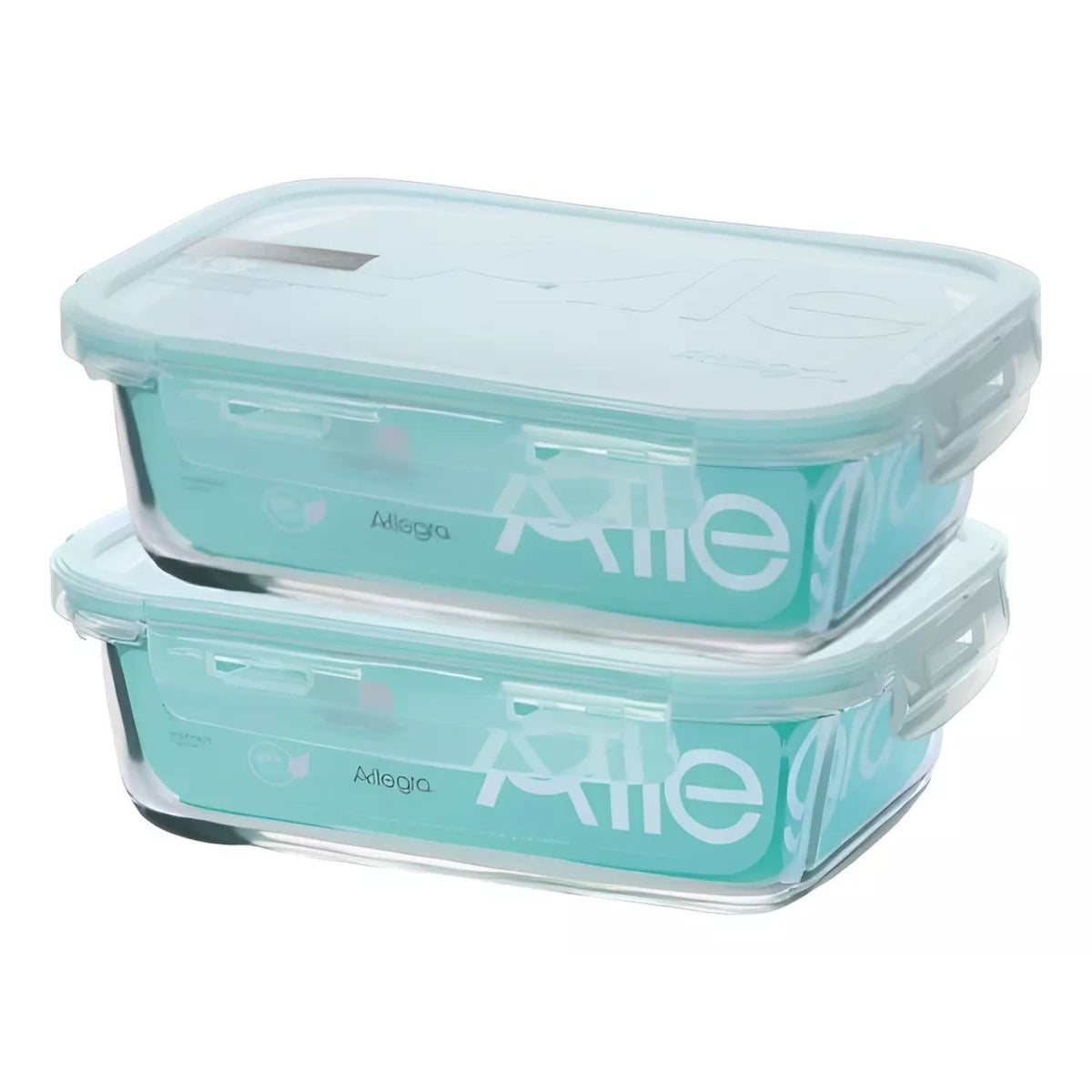 Pack 2 Contenedores Hermetico Vidrio Rectangular 1000mL Allegra