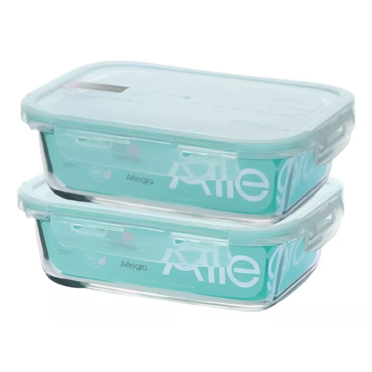 Pack 2 Contenedores Hermetico Vidrio Rectangular 1500mL Allegra