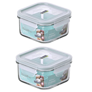Pack 2 Contenedores Vidrio Hermetico Cuad 490mL Glasslock