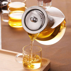 Tetera Vidrio 550mL Con Infusor Metal Mango Vidrio Tetera Te