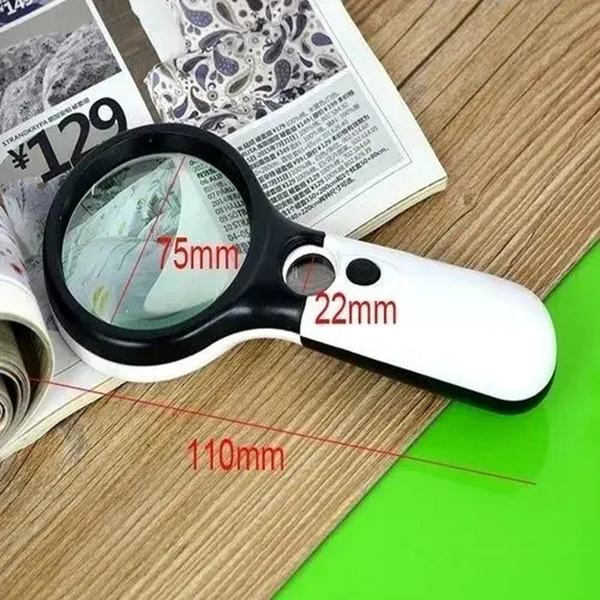 Lupa De Mano Doble Lente 3 Led Luz Uv Vidrio