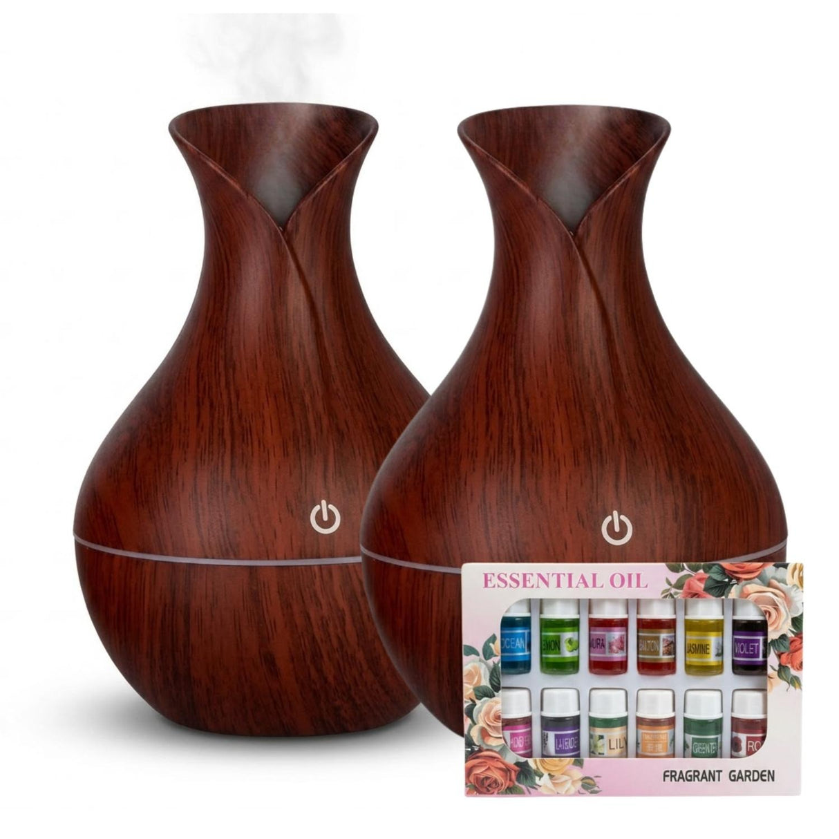 Set 2 Humidificadores Jarro 12 Escencias Aromaticas Marron