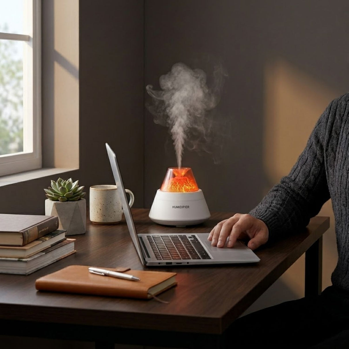 Humidificador Volcan Silencioso 250mL Aromatico Hogar Blanco