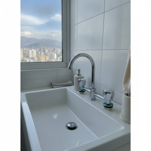 Grifo Alto Agua Caliente Fría Acero Inoxidable Plata