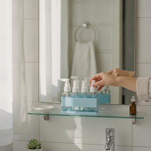 Set 4 Botellas Spray Organizador Baño Azul 12cm