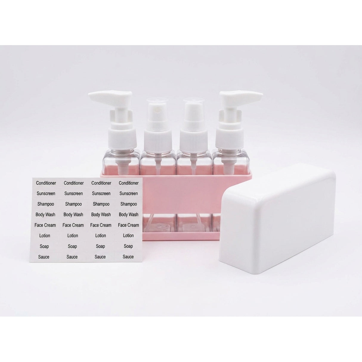 Set 4 Botellas Spray Organizador Baño Rosa 12cm