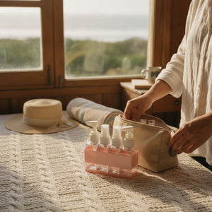Set 4 Botellas Spray Organizador Baño Rosa 12cm